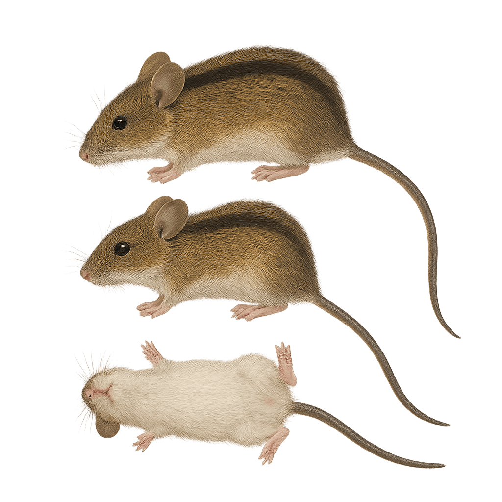 Brandmus / stribet markmus (Apodemus agrarius) – nærbillede